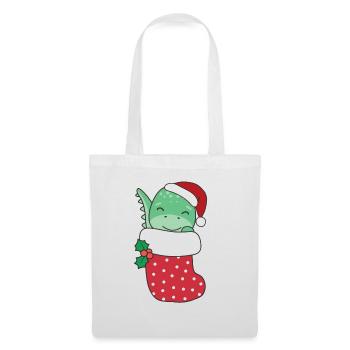 Dinosaures mignons en chaussettes de Noël pour Noël - Sac en tissu - blanc - Devant