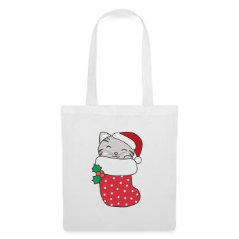 Chats mignons en chaussettes de Noël pour Noël - Sac en tissu - blanc - Devant
