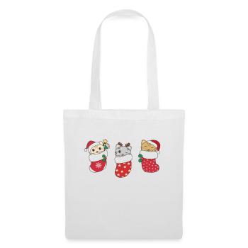 Chats mignons en chaussettes de Noël pour Noël - Sac en tissu - blanc - Devant