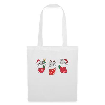 Chats mignons en chaussettes de Noël pour Noël - Sac en tissu - blanc - Devant