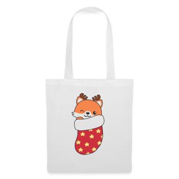Renards mignons en chaussette de Noël pour Noël - Sac en tissu - blanc - Devant