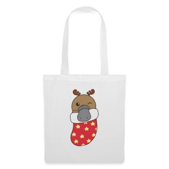 Cute platypus in Christmas sock too - Tote Bag - white - Front