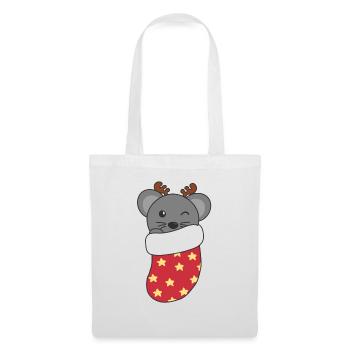 Souris mignonnes en chaussette de Noël pour souris de Noël - Sac en tissu - blanc - Devant
