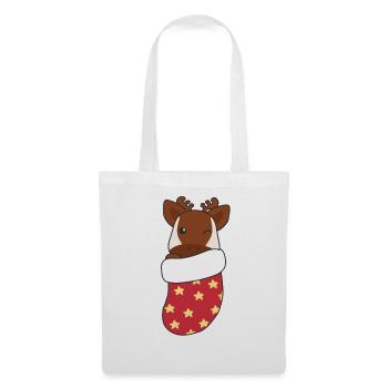 Süße Okapi in Weihnachtssocke zu Weihnachten Okapi - Stoffbeutel - Weiß - Vorne