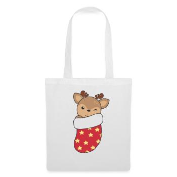 Cerf mignon en chaussette de Noël pour cerf de Noël - Sac en tissu - blanc - Devant