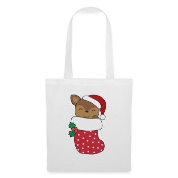 Cerf mignon en chaussette de Noël pour cerf de Noël - Sac en tissu - blanc - Devant