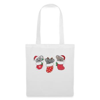 Souris mignonnes en chaussette de Noël pour souris de Noël - Sac en tissu - blanc - Devant