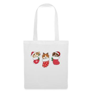 Süße Meerschweinchen in Weihnachtssocke zu - Stoffbeutel - Weiß - Vorne