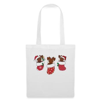 Süße Okapi in Weihnachtssocke zu Weihnachten Okapi - Stoffbeutel - Weiß - Vorne