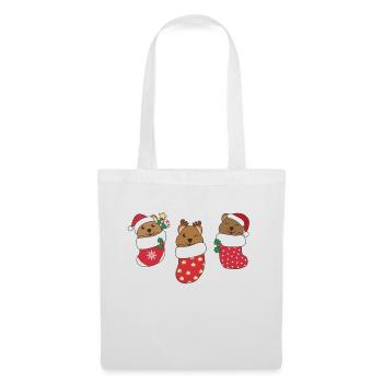 Mignon quokka en chaussette de Noël pour Noël - Sac en tissu - blanc - Devant