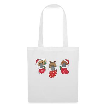 Cute platypus in Christmas sock too - Tote Bag - white - Front