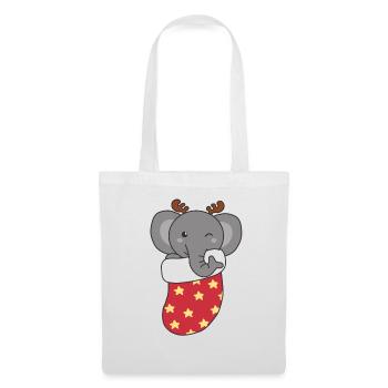 Mignons éléphants en chaussettes de Noël pour Noël - Sac en tissu - blanc - Devant