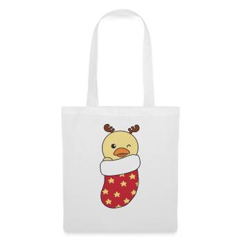 Canards mignons en chaussette de Noël pour canard de Noël - Sac en tissu - blanc - Devant