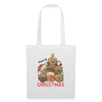 Loutre arbre de Noël Joyeux Noël - Sac en tissu - blanc - Devant