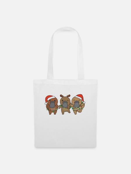 Schnabeltier Weihnachten Winter Tiere Schnabeltier - Stoffbeutel - Weiß