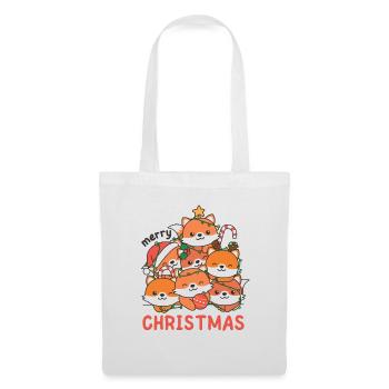 Renard Arbre de Noël Joyeux Noël - Sac en tissu - blanc - Devant