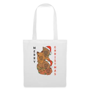 Capybara Arbre de Noël Animaux de Noël Capybaras - Sac en tissu - blanc - Devant