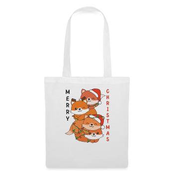 Renard, Arbre de Noël, Animaux de Noël, Renards - Sac en tissu - blanc - Devant