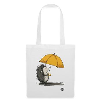 Hedgehog with umbrella in the rain - Tote Bag - white - Front