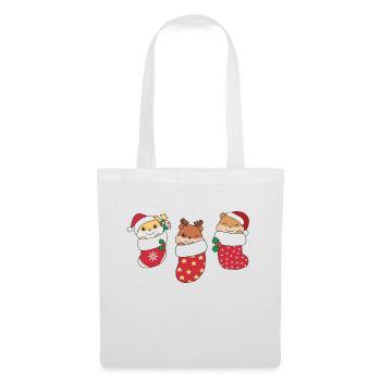 Süße Hamster in Weihnachtssocke zu Weihnachten - Stoffbeutel - Weiß - Vorne