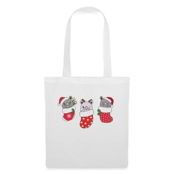 Rhinocéros mignons en chaussette de Noël pour Noël - Sac en tissu - blanc - Devant