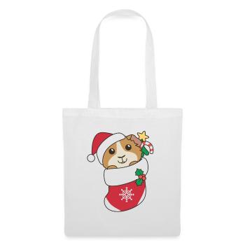 Cochon d’Inde Noël Neige Hiver Animaux - Sac en tissu - blanc - Devant