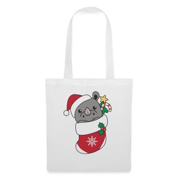 Nashorn Weihnachten Schnee Winter Tiere Nashorn - Stoffbeutel - Weiß - Vorne