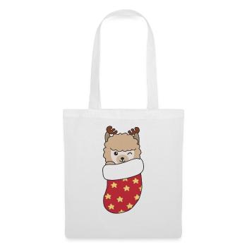 De jolis alpagas en chaussettes de Noël - Sac en tissu - blanc - Devant