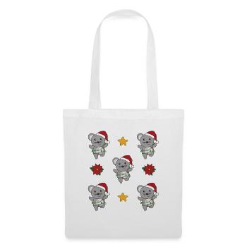Souris Noël Hiver Animaux Souris - Sac en tissu - blanc - Devant