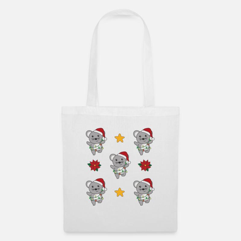 Maus Weihnachten Winter Tiere Mäuse - Stoffbeutel - Weiß