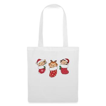 Singe mignon en chaussette de Noël pour singe de Noël - Sac en tissu - blanc - Devant
