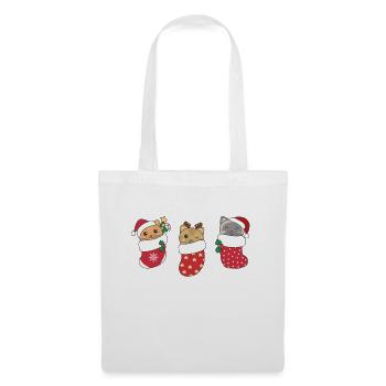 Chats mignons en chaussettes de Noël pour Noël - Sac en tissu - blanc - Devant