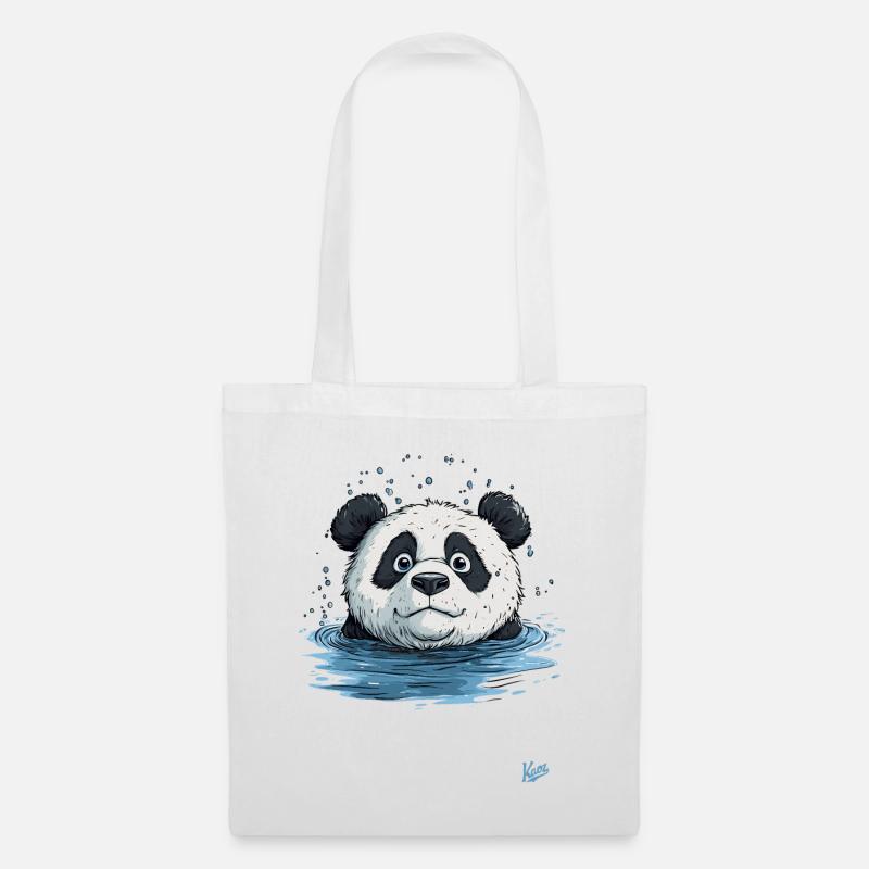Kleiner Panda im Wasser - Stoffbeutel - Weiß