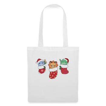 Dinosaures mignons en chaussettes de Noël pour Noël - Sac en tissu - blanc - Devant