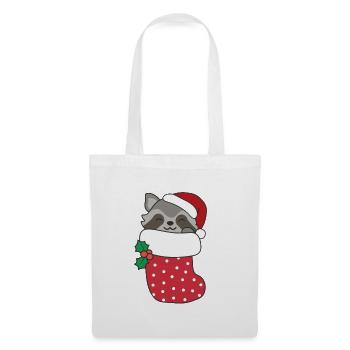 Cute raccoons in Christmas sock for Christmas - Tote Bag - white - Front