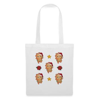Tricératops Noël Hiver Animaux Dinos - Sac en tissu - blanc - Devant