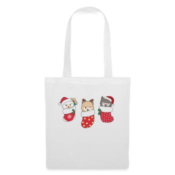 De jolis alpagas en chaussettes de Noël - Sac en tissu - blanc - Devant