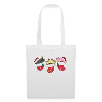 Süße Axolotls in Weihnachtssocke zu Weihnachten - Stoffbeutel - Weiß - Vorne