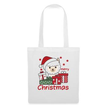 Alpaga Cadeau de Noël Animaux d’hiver Alpaga - Sac en tissu - blanc - Devant