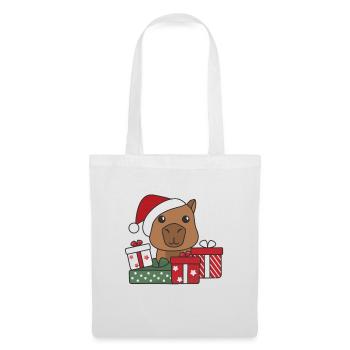 Capybara Weihnachten Geschenk Winter Tiere - Stoffbeutel - Weiß - Vorne