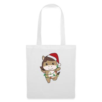 Cheval Noël Hiver Animaux Chevaux - Sac en tissu - blanc - Devant