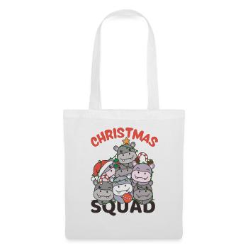 Hippopotame arbre de Noël Escouade de Noël hippopotames - Sac en tissu - blanc - Devant
