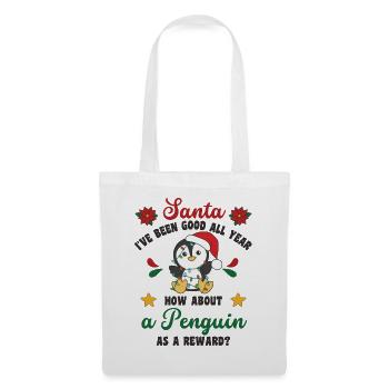 Ich will ein Pinguin zu Weihnachten süße Pinguine - Stoffbeutel - Weiß - Vorne
