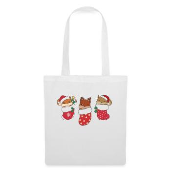 Süße Eichhörnchen in Weihnachtssocke zu - Stoffbeutel - Weiß - Vorne