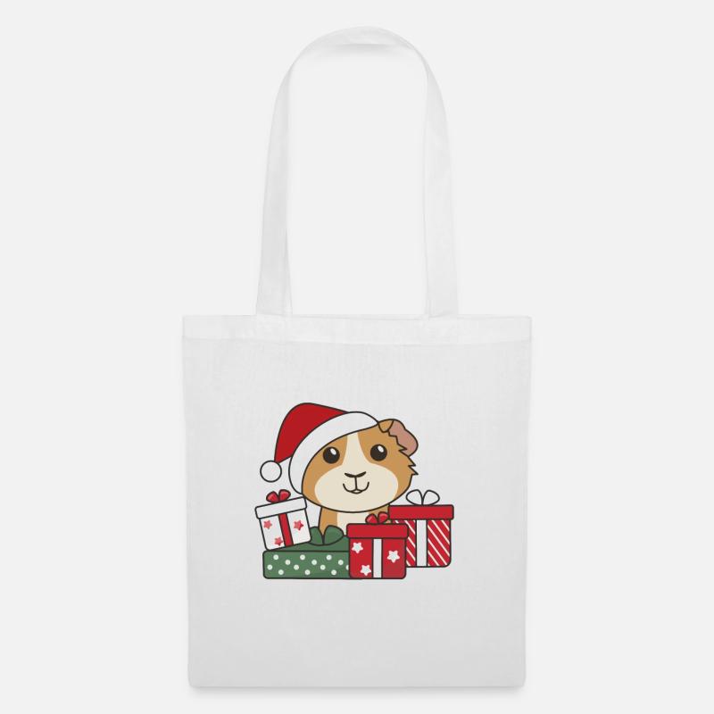 Meerschweinchen Weihnachten Geschenk Winter Tiere - Stoffbeutel - Weiß