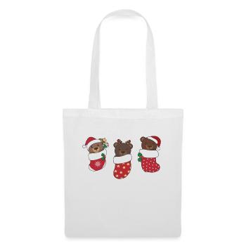 Ours mignons en chaussette de Noël pour ours de Noël - Sac en tissu - blanc - Devant