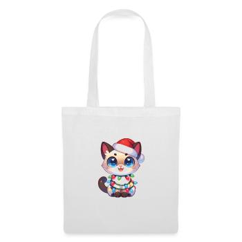 Christmas Hat Christmas Fairy Lights Siamese Cat - Tote Bag - white - Front