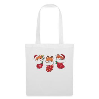 Renards mignons en chaussette de Noël pour Noël - Sac en tissu - blanc - Devant