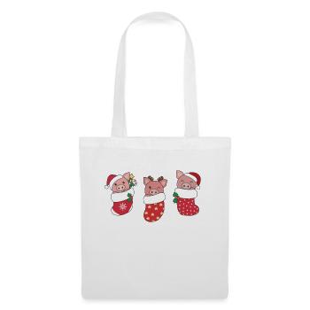 Mignons cochons en chaussettes de Noël pour Noël - Sac en tissu - blanc - Devant