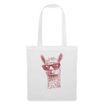 Cooles Lama Mit Sonnenbrille Lustiges Tier - Stoffbeutel - Weiß - Vorne